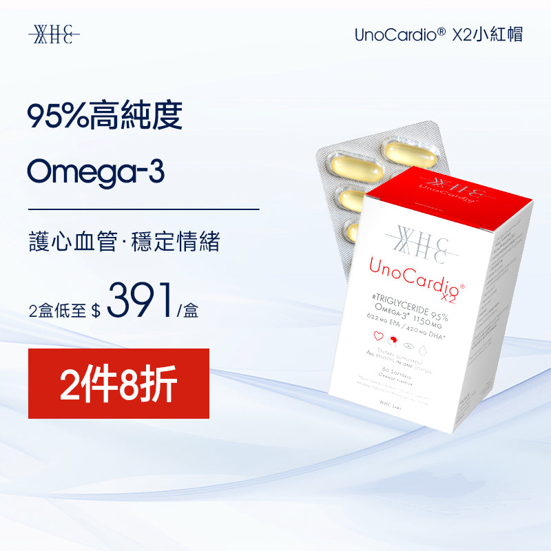 UnoCardio X2 Omega-3 Fish Oil - Promotes Cardiovascular Health & Brain Function 60 Softgels